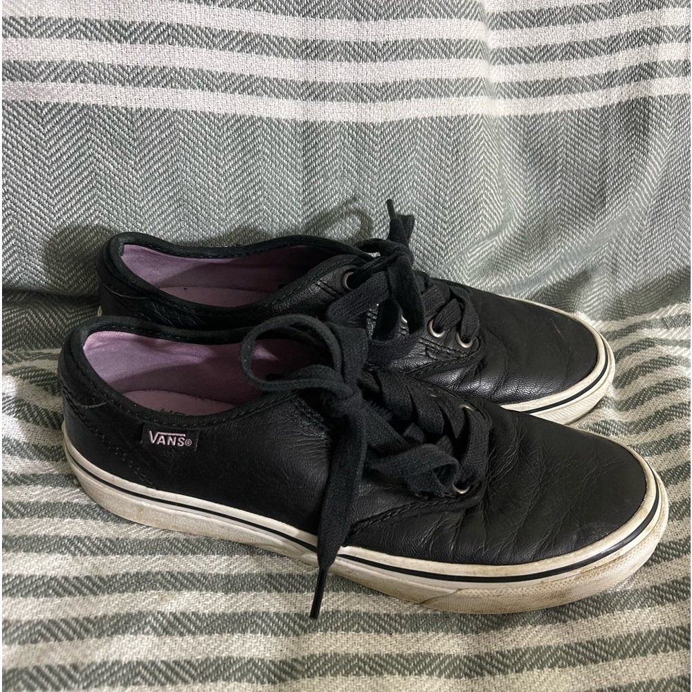 Vans Black Leather Low Top Skater Size 6.5